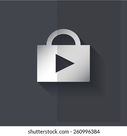 Vector icons with imitation metal on a dark background "media"