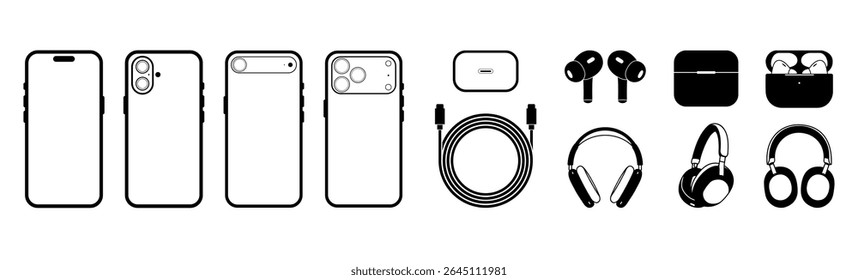 Vector Icons of iPhone 17 Series and Updated Accessories – Clean Design