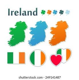 Vector Icons with Irish national attributes, Vector Illustration