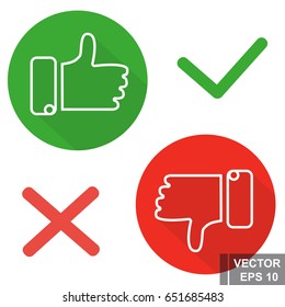 Vector icons isolated on white background. Likes and dislikes