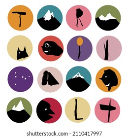 Vector icons for kids set. Vector trendy flat style. Unique artwork for your design. Cartoon. Education. Travel. Adventure. Hike set.