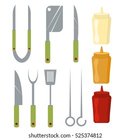 Vector Icons of kitchen knifes.