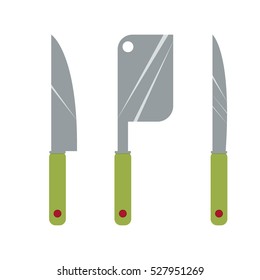 Vector Icons of kitchen knifes. 