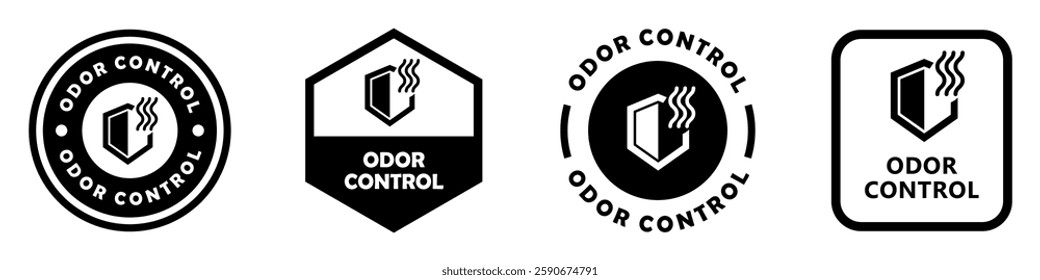 Vector icons for labeling and packaging - odor control. Vector isolated on white.