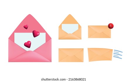 
vector icons of letters, mail, messages. isolated objects on white background