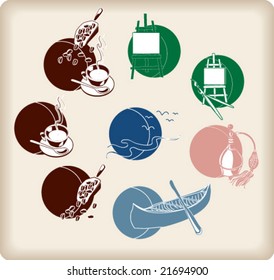 VECTOR Icons for lifestyle / leisure activities in colour.