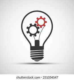 Vector icons light bulb with mechanical gears