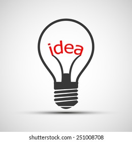 Vector icons light bulb with the word idea