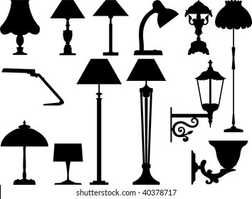 Vector icons of lighting devices in it is black white color.