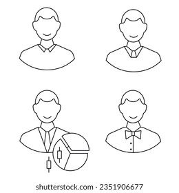 Vector icons of a linear person, consultant, trader, seller, financial adviser. For the design of materials, presentations and other things