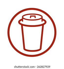 Vector icons of the lines with a glass of hot coffee, cappuccino, espresso