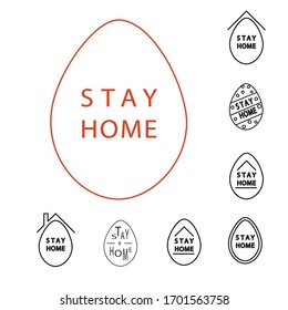 vector icons or logo of Easter egg at home, Happy Easter day and stay at home concept coronavirus covid