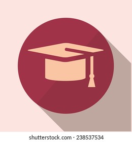 Vector icons with long shadow on a red background "graduation"
