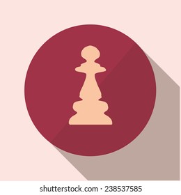 Vector icons with long shadow on a red background "chess"
