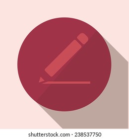 Vector icons with long shadow on a red background "pencil"