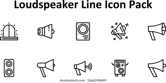 Iconos del vector - altavoz, 10 en línea fina