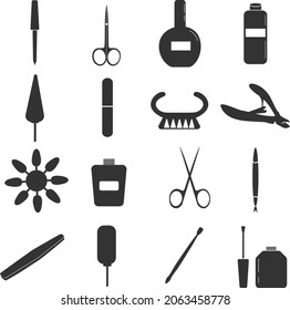 Vector icons of manicure and nail care on a white background. Nail care accessories