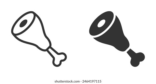 Vector icons of meat legs in minimalist black and white style, perfect for food and culinary themes