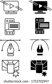 Vector icons for media design, marketing, illustration, logo, and other digital design fields.