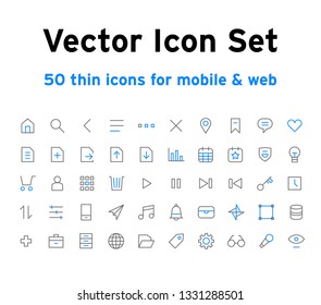Vector icons for mobile app + Web design in two colors