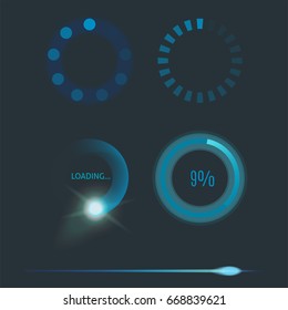 Vector icons for mobile applications design web internet loading interface download media button.