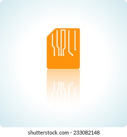 Vector icons for mobile devices, "sim-card" with reflection
