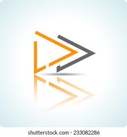 Vector icons for mobile "play" with reflection