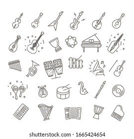 Vector icons. music classic instruments.