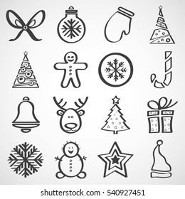 vector icons for new year and christmas