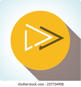 Vector icons "next" on an orange circle with a long shadow