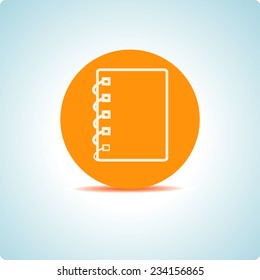 Vector icons "note" on the topic office, on an orange circle