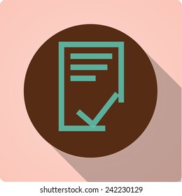 Vector icons "notebook" on a brown circle with a long shadow