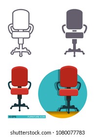 Vector icons of the office chair. Different types of styling