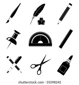 Vector icons of office tools