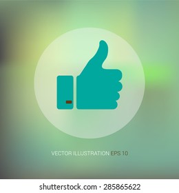 Vector icons on an abstract background "finger up"