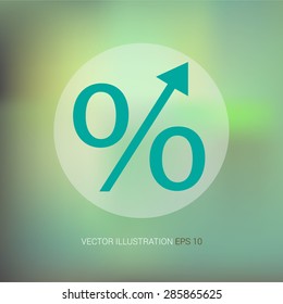 Vector icons on an abstract background "percent up"