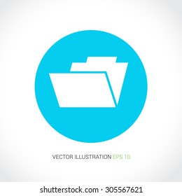 Vector icons on abstract background with blue circle "folder"
