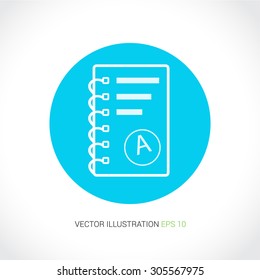Vector icons on abstract background with blue circle "test"