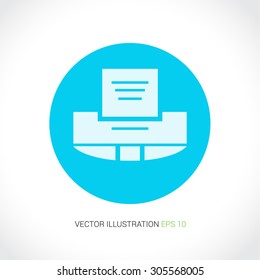 Vector icons on abstract background with blue circle "printer"