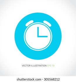 Vector icons on abstract background with blue circle "alarm"