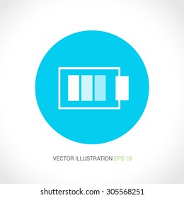 Vector icons on abstract background with blue circle "battery"