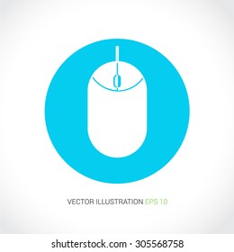 Vector icons on abstract background with blue circle "mouse"