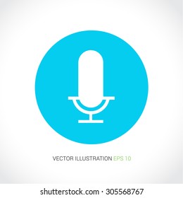 Vector icons on abstract background with blue circle "microphone"