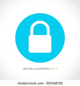 Vector icons on abstract background with blue circle "lock"