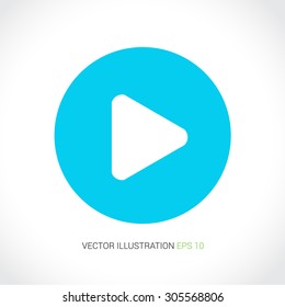 Vector icons on abstract background with blue circle "play"