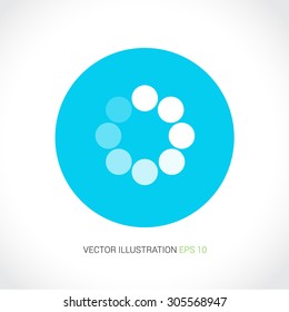 Vector icons on abstract background with blue circle "waiting"