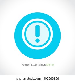 Vector icons on abstract background with blue circle "exclamation"
