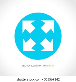 Vector icons on abstract background with blue circle "size screen"