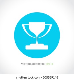 Vector icons on abstract background with blue circle "trophy"