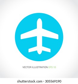 Vector icons on abstract background with blue circle "plane"